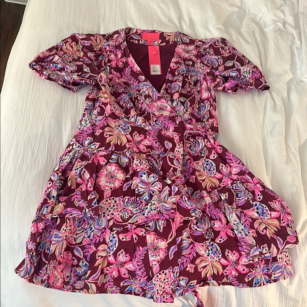 Lilly Pulitzer Pink Floral Wrap Dress